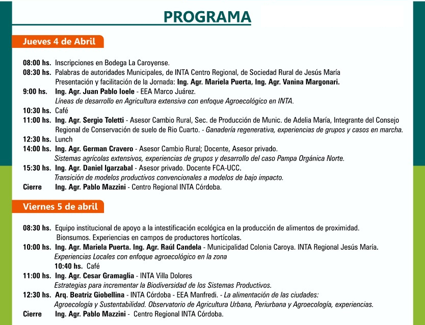 Jornada de Agroecología - Programa
