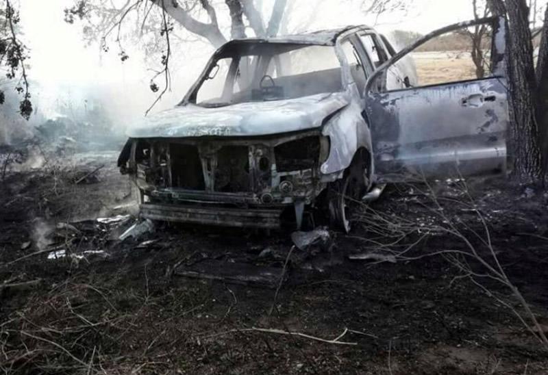 Restos de la camioneta de Verónica Tottis