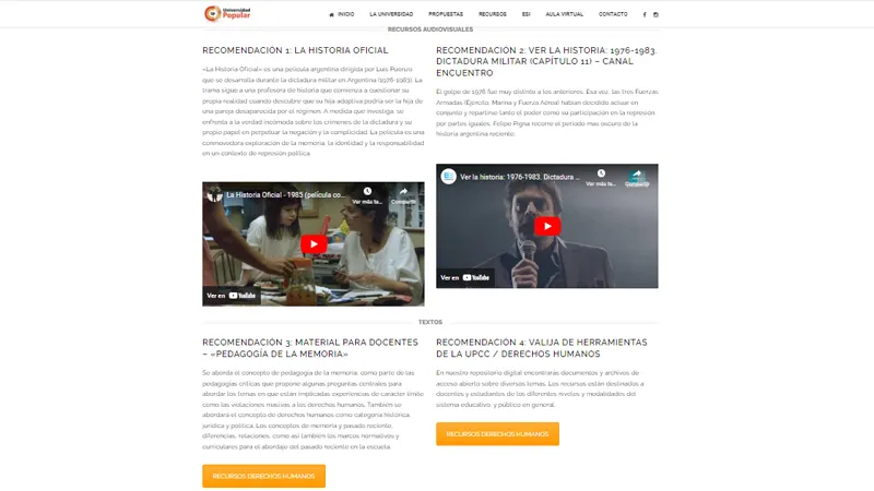 Página Universidad Popular